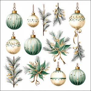 Serviettes en papier Boules de Noël argent