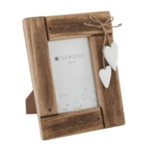 Cadre photo en bois 2 coeurs blancs